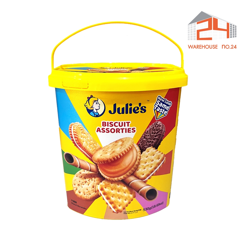 ส่งไว🚀24ชม. Julie’s Biscuit Assorties บิสกิต จูลีส์ รวมรส รุ่นถังเหลือง 530g. คุกกี้ บิสกิต เวเฟอร์ 