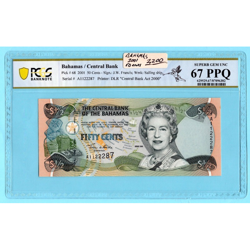 Bahamas,50 Cents 2001 - PCGS 67 PPQ Superb Gem UNC
