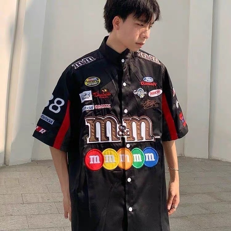 elegant-JKC012-278 เท่น์สุดๆ เสื้อแจ็คเก็ตลายเท่น์ๆ เสื้อแจ็คเก็ตแขนสั้น Oversize 2สี