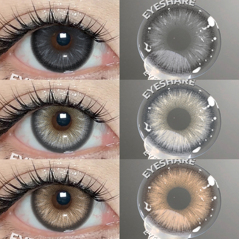 {COD}-Eyeshare Seineคอนแทคเลนส์สีดำ/สีเทา/สีน้ำตาล 1 คู่ คอนแทคเลนส์สีขนาดเล็ก 14.0มม. จัดส่งฟรี เลน