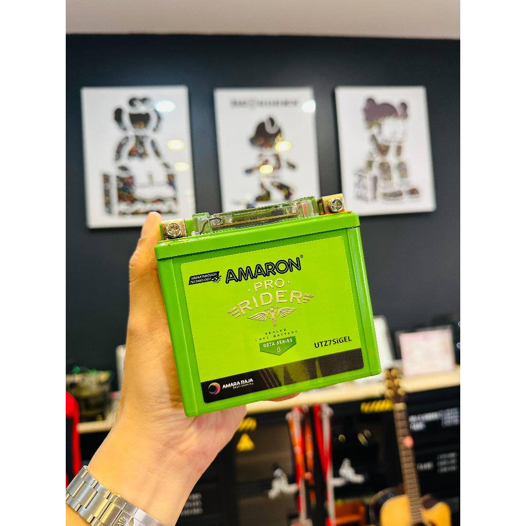 AMARON รุ่น UTZ7SiGEL มีปุ่มเช็คสถานะแบต (12V6.3Ah) แบตแห้ง แบตเจล แบตเตอรี่มอเตอร์ไซค์ สำหรับ CBR150 CLICK125i PCX150 L