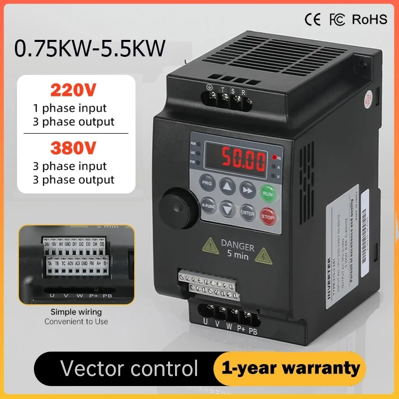 【Local】220V TO 220V Economical VFD Variable Frequency Drive Converter Inverter 380V 3PH อินเวอร์เตอร์ความถี่ 1HP/2HP/3HP