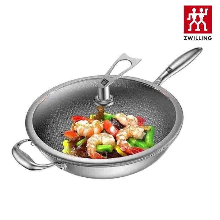 Zwilling 9th Generation กระทะ 32 ซม. สแตนเลส Original High-end กระทะในครัวเรือน Uncoated Wok