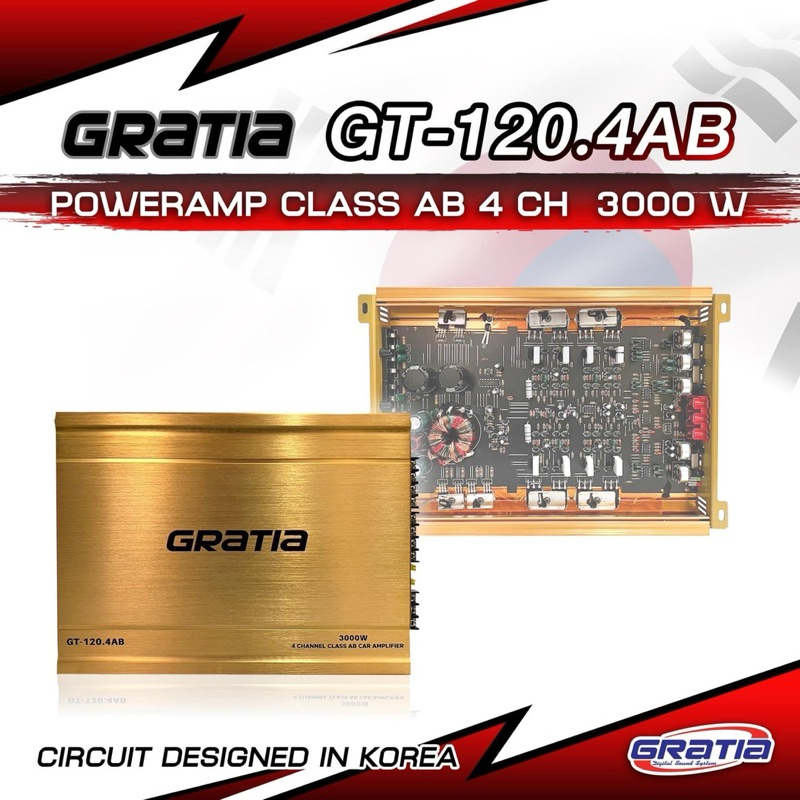 เพาเวอร์​แอมป์​​ AB​ 4ch​Gratia​รุ่น​GT-120.4AB 3000Watt​ ของใหม่
