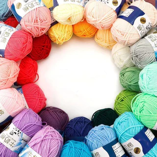ไหมพรมคอตตอนนม น้ำหนัก50กรัม ไหมพรม 5ply milk cotton yarn