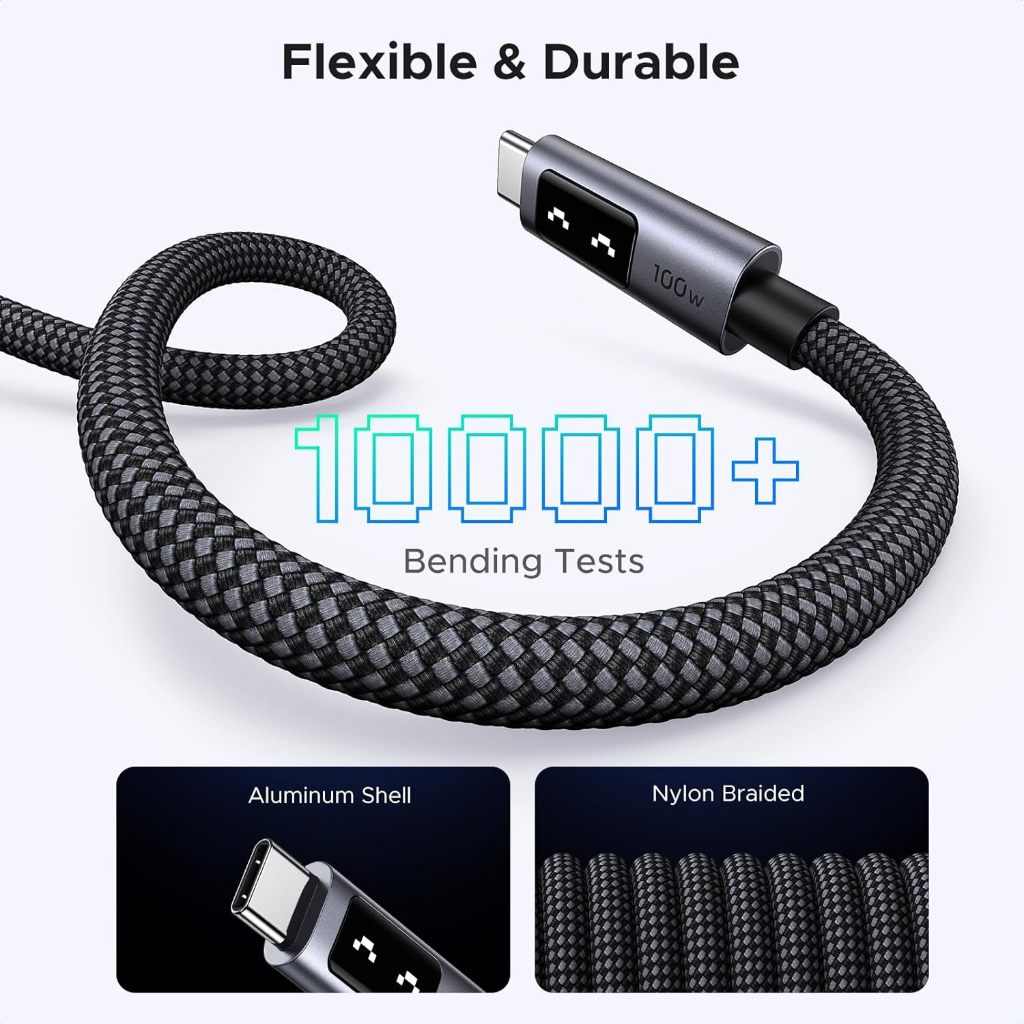 สายชาร์จ Ugreen USB-C to USB-C Cable 100W Nylon Robot Gray ราคา ถูกที่สุด ดีลบีเคเค แกลเลอรีภาพที่ 4