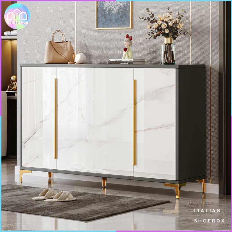 ตู้รองเท้า สไตล์โมเดิร์น Shoe cabinet ลายหินอ่อน สวยงาม ขนาด90-140CM วางรองเท้าได้15+คู่ พร้อมส่ง