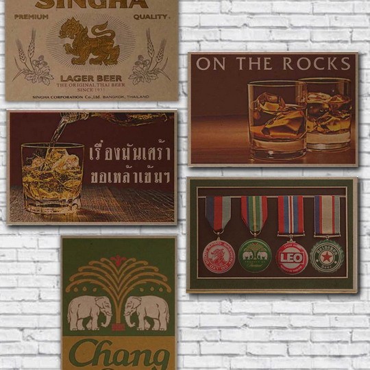 โปสเตอร์ไม้  ตกแต่งร้านเหล้า ร้านเบียร์ beer 2