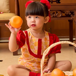 e'clat เสื้อตรุษจีนเด็ก เสื้อเด็กผู้หญิง 1-6ปี คอกลม  ผ้าพิม…