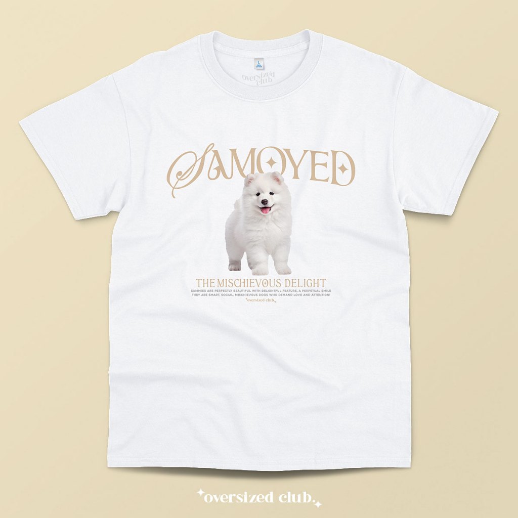 เสื้อยืดสกรีนลายหมา Samoyed ซามอยด์ [Classic Cotton 100% by Oversized Club]
