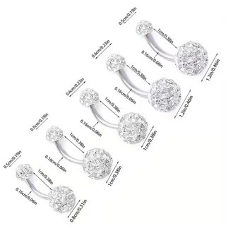 จิวสะดือ Crystal Balls Body Piercing Jewelry Belly Bar Navel Ring Stainless Steel Belly Button Ring