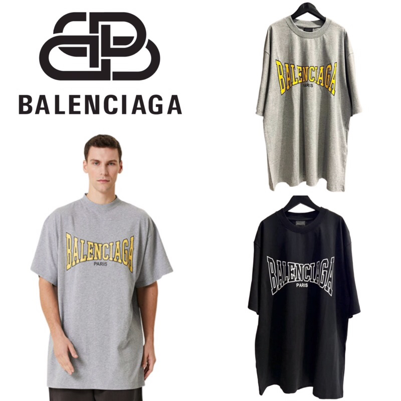 เสื้อยืดแขนสั้น Balenciaga Paris Logo Printed Oversized T-Shirt