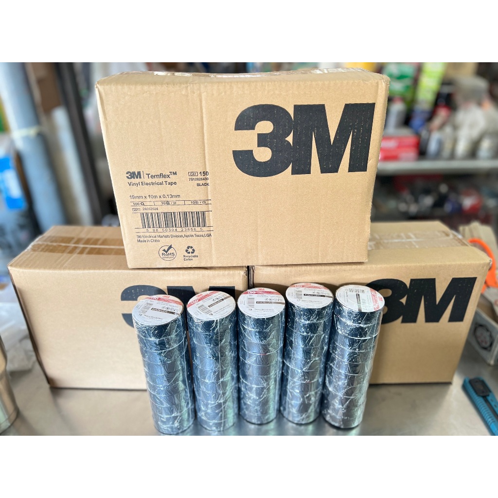 (ยกลัง) เทปพันสายไฟ 3M 150 Temflex สีดำ ของแท้ 100ม้วน