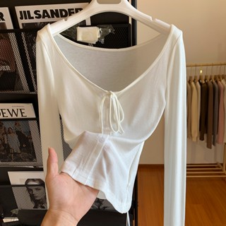 Beryl การออกแบบสาวร้อนเสื้อคาร์ดิแกนแขนยาวผูกเชือกเสื้อยืดผู…