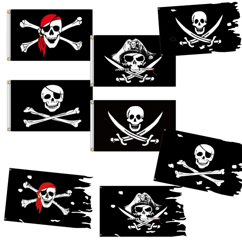 ธงโจรสลัด ธงไพเรท ผืนใหญ่ ธง โจรสลัด ผี ธงผี ธงแฟนซี ธงปาร์ตี้ ฮาโลวีน Pirate Ghost Big Flag Halloween Party Decoration