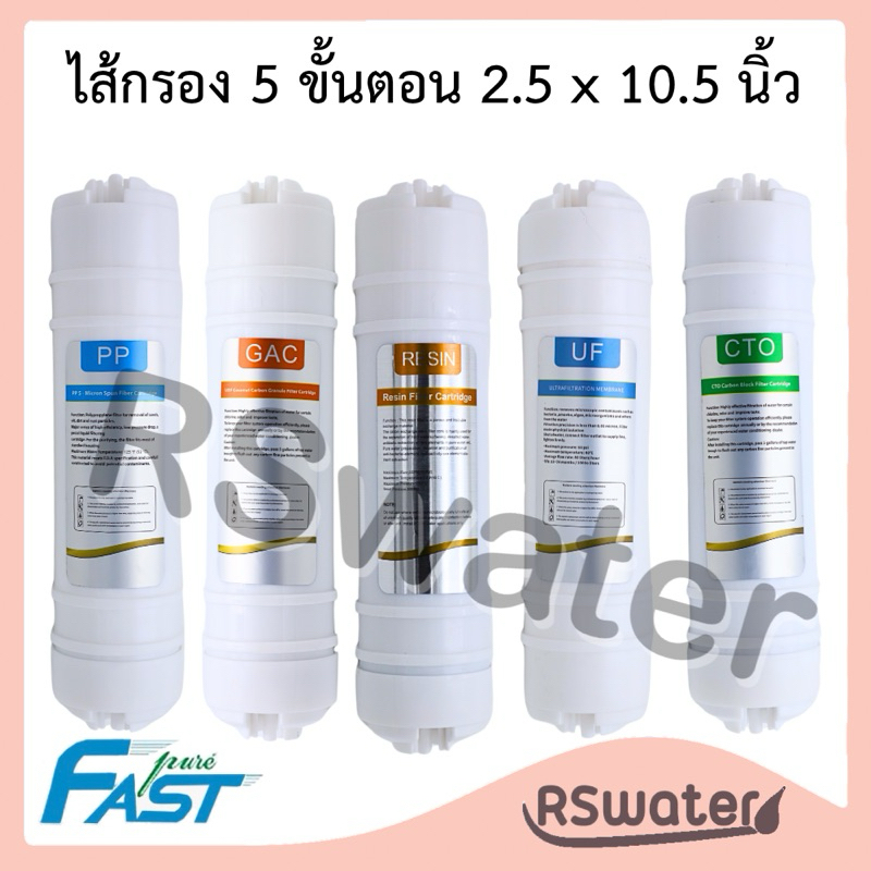 Fast pure ไส้กรองอินไลน์ I type 2.5“x10.5” PP GAC RESINUF CTO รุ่นหัวเสียบ พีพี คาร์บอนเกล็ด เรซิ่น ยูเอฟ คาร์บอนแท่ง