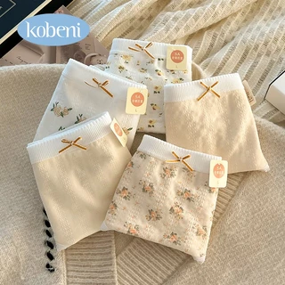 ⭐KOBENI⭐กางเกงในผู้หญิง กางเกงในคอตตอน ลายดอกไม้ เอวกลาง ยืดกระชับ คืนตัวดี หวาน น่ารัก ผ้านิ่มใส่สบาย