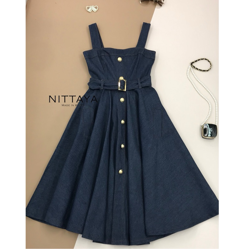 [NITTAYA] D2618 ชุดเดรสกระโปรงสายตะเกียบดีเทลแต่งกระดุมหน้าสายเข็มขัดเรียบหรุดูแพงผู้ดี ใส่เที่ยว ออกงาน ดินเนอร์ ราคา ถูกที่สุด ดีลบีเคเค แกลเลอรีภาพที่ 5