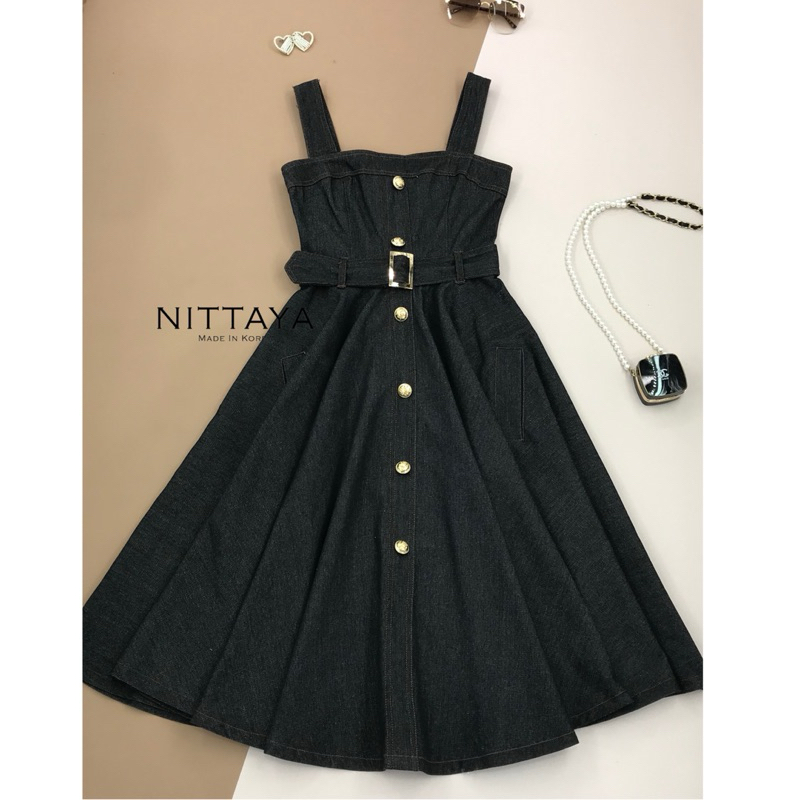 [NITTAYA] D2618 ชุดเดรสกระโปรงสายตะเกียบดีเทลแต่งกระดุมหน้าสายเข็มขัดเรียบหรุดูแพงผู้ดี ใส่เที่ยว ออกงาน ดินเนอร์ ราคา ถูกที่สุด ดีลบีเคเค แกลเลอรีภาพที่ 7