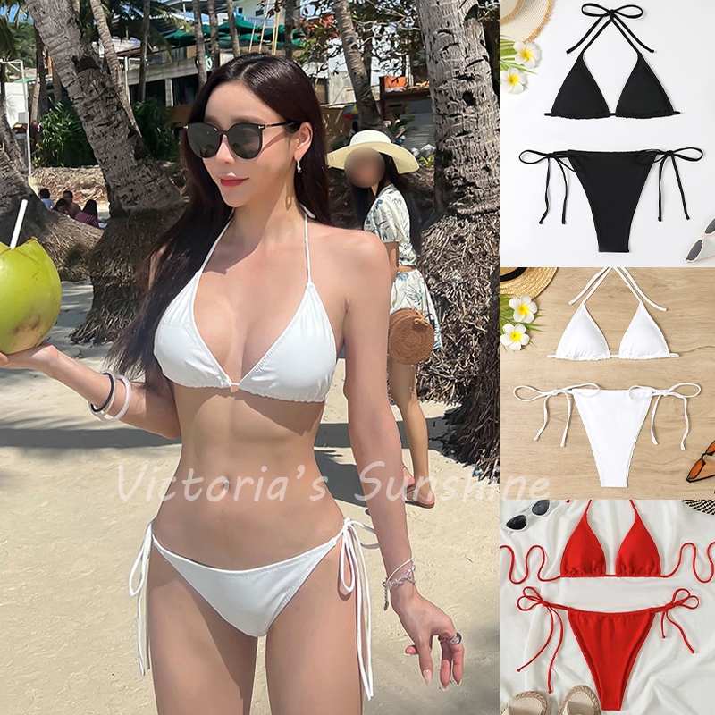 ชุดว่ายน้ำ bikini บิกินี่แซ่บๆ สาวอวบ โชว์หลัง มีฟองน้ำ เซต2ชิ้น#0327
