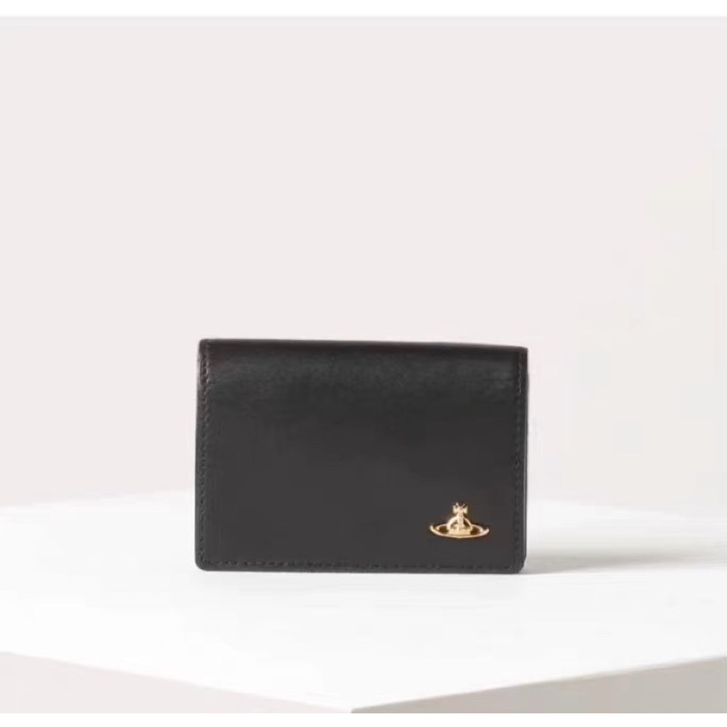 Vivienne Westwood หนังวัวอ่อนใหม่มินิกระเป๋าสตางค์ดาวเสาร์กระเป๋าใส่บัตรกระเป๋าสตางค์ของขวัญสำหรับใช้ส่วนตัว