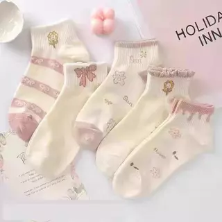 ถุงเท้าผู้หญิงข้อสั้น1เซต10 คู่5สี 5ลาย ในเซตเดียว ราคาสุดคุ้ม