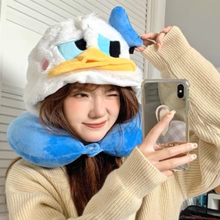 หมอนรองคอพร้อมฮู้ด ลายการ์ตูนที่น่ารัก หมอนรองคอนุ่มนิ่ม พกพ…