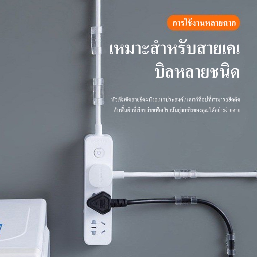 ุปกรณ์คัดแยกสายเคเบิลโปร่งใสอุปกรณ์เดินสายไฟแบบมีกาวในตัวที่หนีบสายไฟอุปกรณ์จัดเก็บและยึดสายไฟในครัวเรือนการ์ดลวด - รูปที่ 6