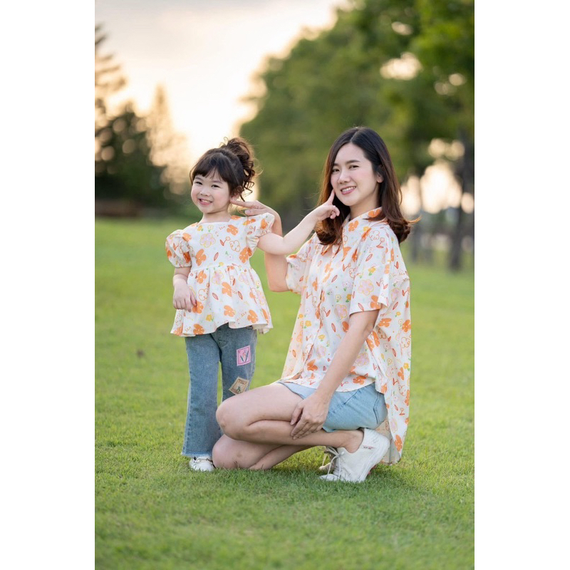 Used : Tilly Milly เสื้อเชิ๊ตแม่ + เซ็ตลูกสาว 3T