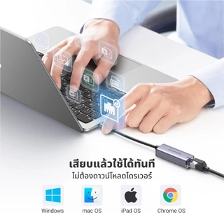 Idigital อะแดปเตอร์อีเทอร์เน็ต Type C to LAN Gigabit Ethernet, USB C to RJ45, 1000 / 100Mbps, มือถือ, แล็ปท็อป,กล่องทีวี