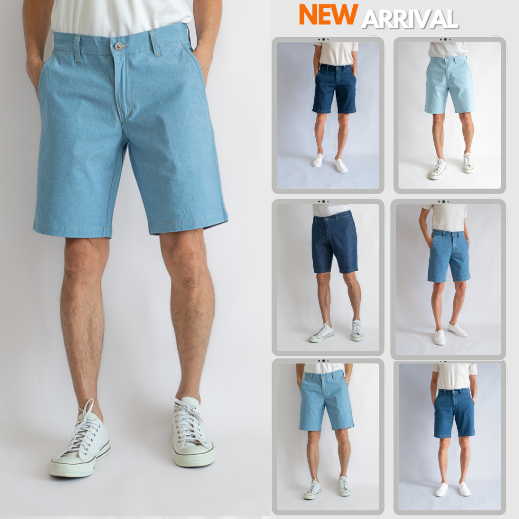 Men's Jeans กางเกงขาสั้นผู้ชาย ทรงขากระบอก ผ้าเบา นุ่มใส่สบาย go-up 6133