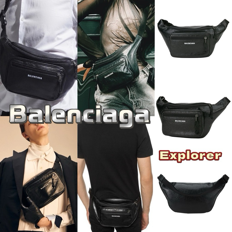 100% ของแท้ Balenciaga Explorer หนังแกะวัสดุเอวกระเป๋า