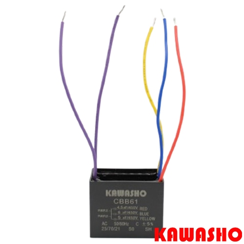 คาปาซิเตอร์พัดลม CBB61 3 สาย 5 สาย ( 0.75-5uFD ) Capacitor ″KAWASHO″ - รูปที่ 2
