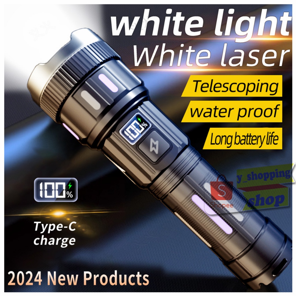 LY-109 ABS LASER LED ไฟฉายพกพาสว่างมาก flashlight 5โหมด ซูมได้ USB TYPE-C Rechargeable