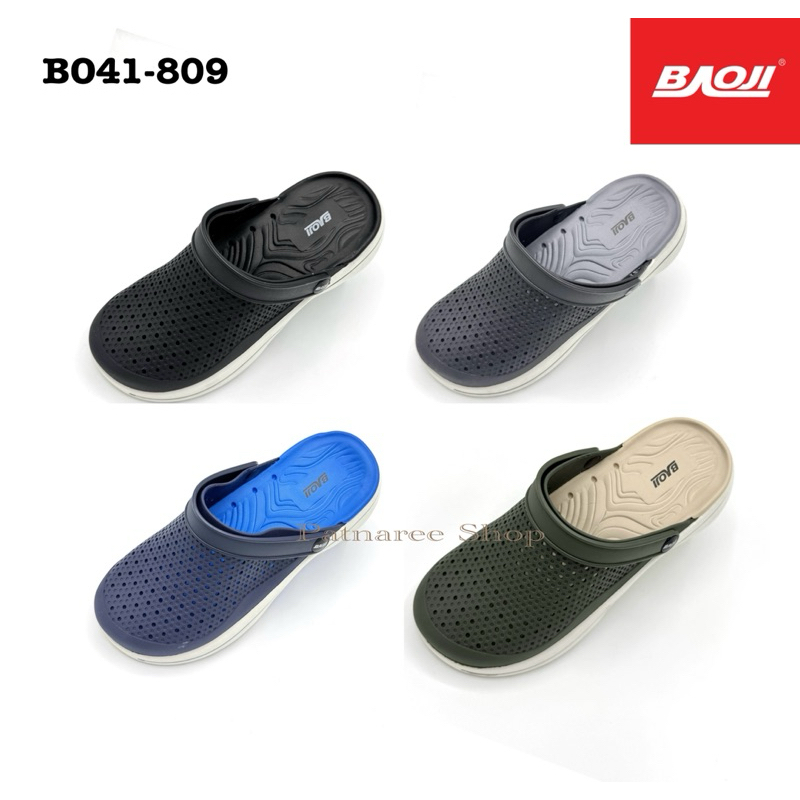 ⭐️พร้อมส่ง⭐️Baoji เบาจิ รุ่น BO41-809 รองเท้าหัวโตแบบสวม พื้นหนานุ่ม ทนทาน Size 41-45