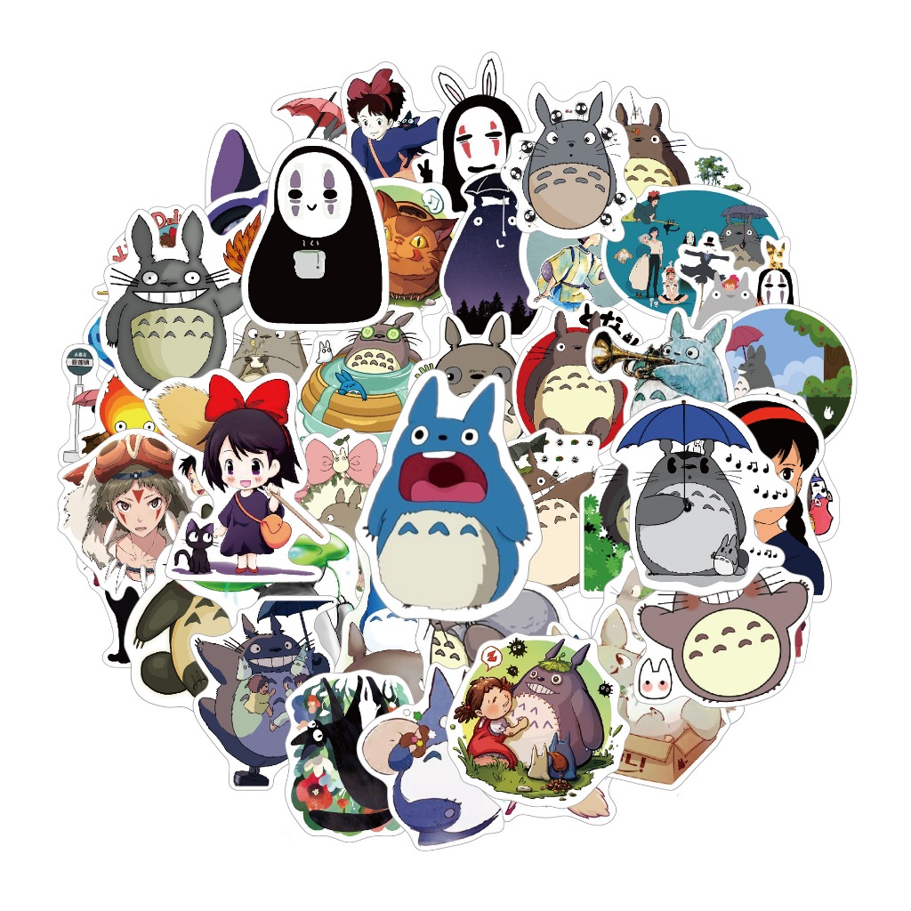 สติ๊กเกอร์โทโทโร่ totoro sticker สติ๊กเกอร์ โทโทโร่ sticker ghibli ของเล่น ของขวัญ (5-6.5cm/50ชิ้น)