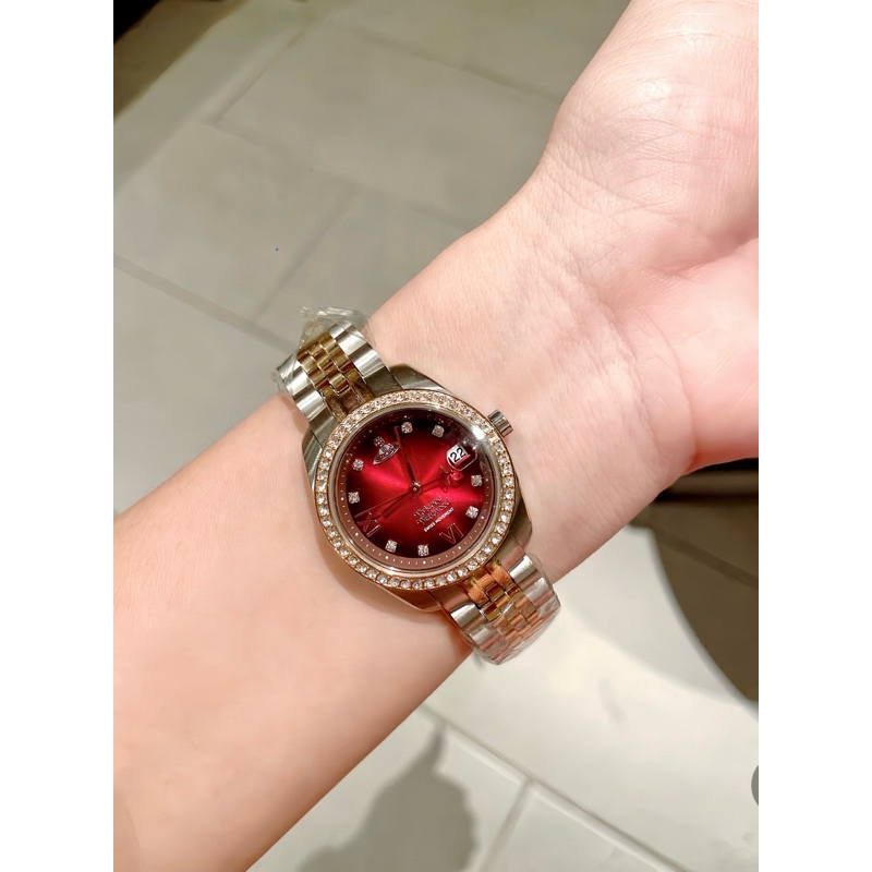 🇹🇭 พร้อมส่งในไทย 🪐 นาฬิกาข้อมือ Vivienne Westwood Fenchurch แดงเชอรี่ล้อมเพชร ของแท้ 💯