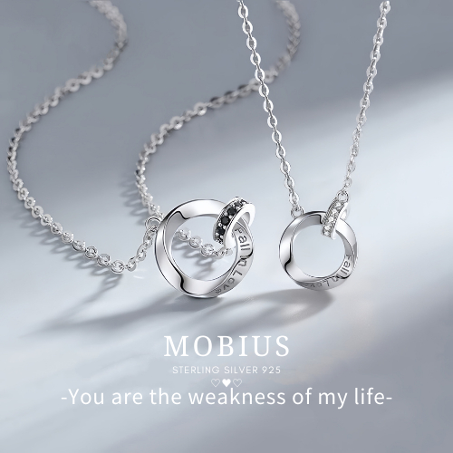 MEET💕สร้อยเงิน Moebius สร้อยคอเพชร สร้อยแฟชั่น สร้อยคอแท้ สร้อยคอเงิน จี้สร้อยคอ สร้อยเกาหลี