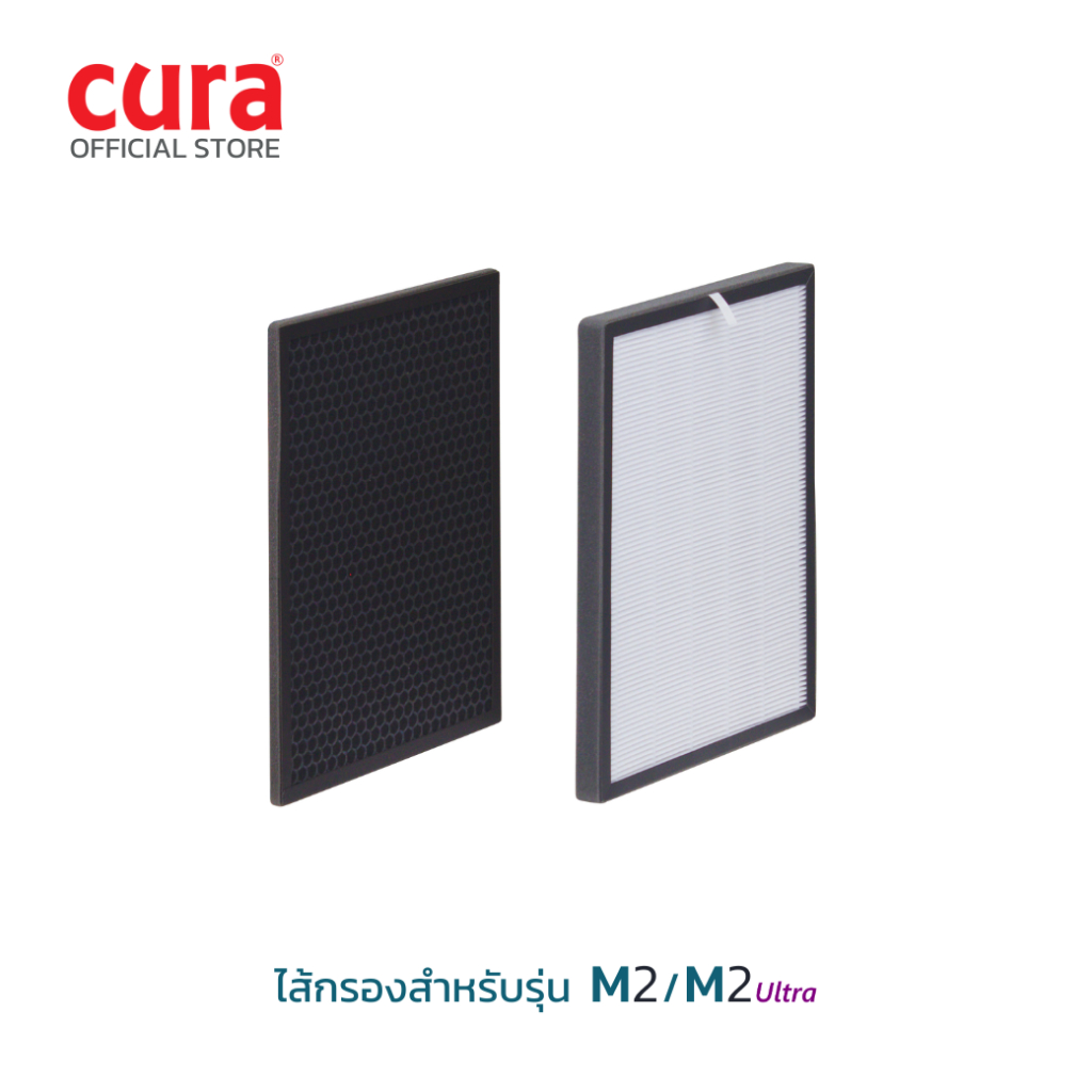 CURA ไส้กรอง HEPA Filter พร้อมด้วย Activated Carbon สำหรับเครื่องฟอกอากาศ Life M2U/M2