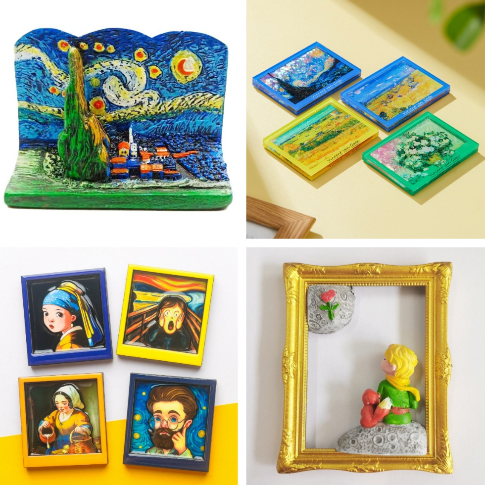 【สินค้าพร้อมส่งทันที】แม่เหล็กติดตู้เย็นภาพวาดชื่อดังระดับโลกที่สวยงามหลากหลายแบบ แม่เหล็กติดตู้เย็นศิลปะ Art Magnets
