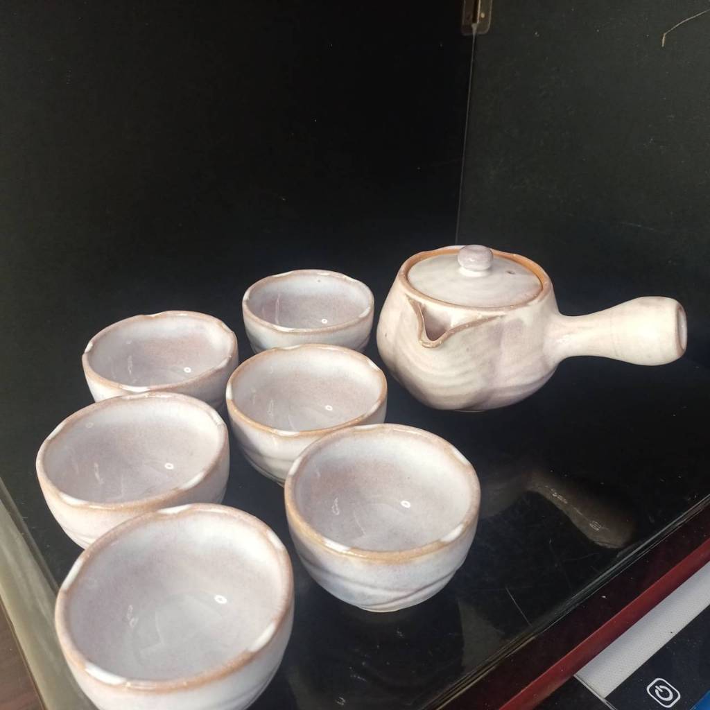 Hagi yaki  kyusu teapot  SET Japanese Teapot  300 ml.ปากมีรอยสกิด