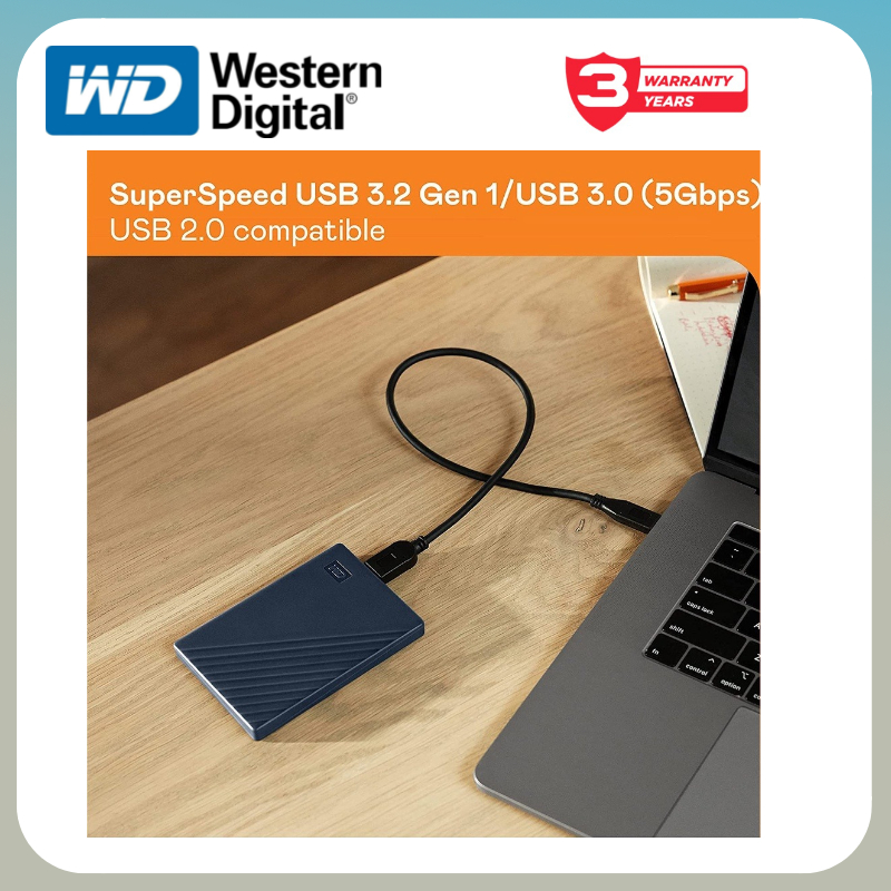 WD USB3.2Gen1 4TB/2TB/1TB Western Digital HDD External Harddisk ฮาร์ดดิสพกพา รุ่น My Passport ความจุ