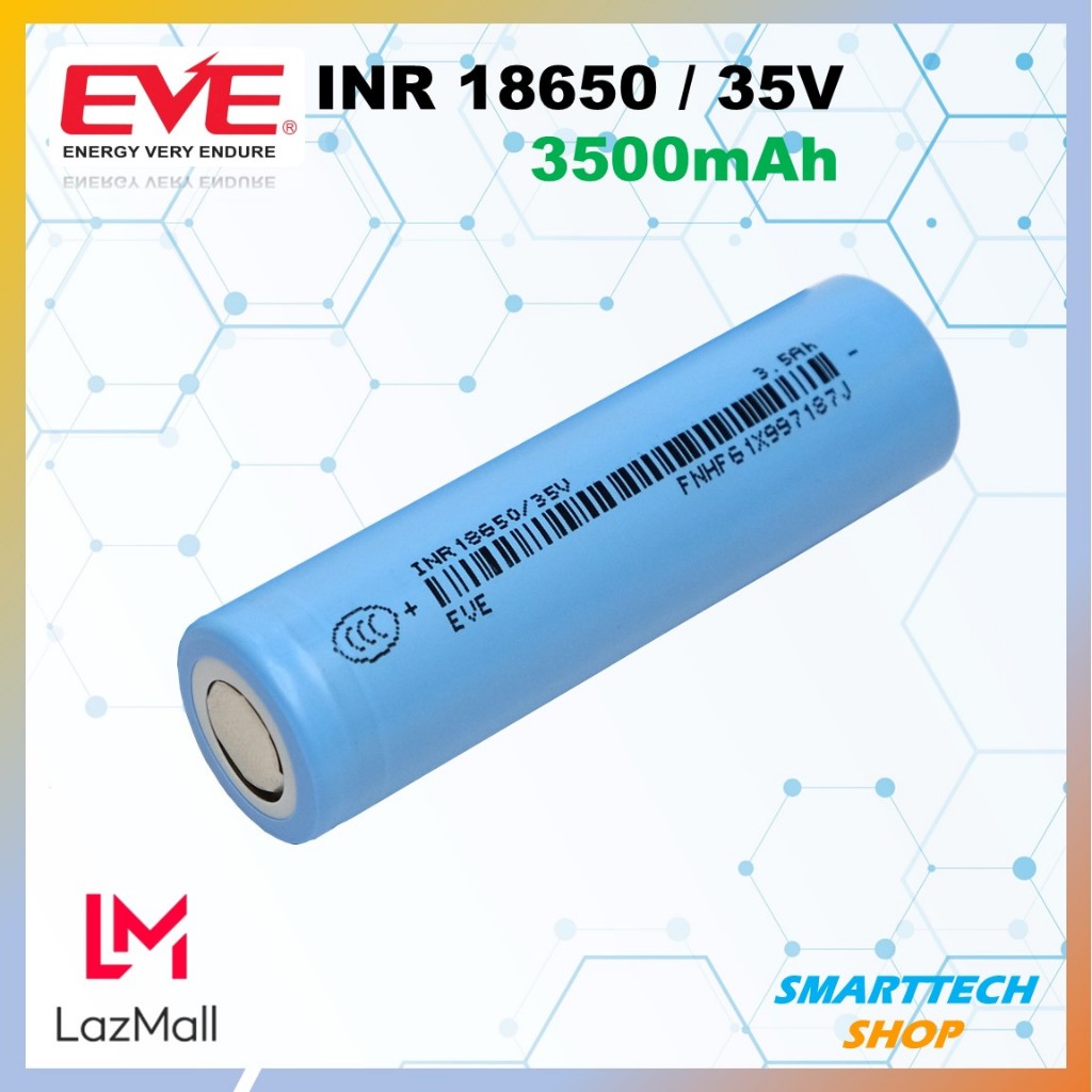 ถ่านชาร์จกำลังสูง EVE 35V ขนาด 18650  3500mah ถ่านชาร์จ Li-ion 3.7V แท้ 100% รุ่นสูงสุดของยี่ห้อ EVE