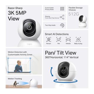 กล้องวงจรปิด WiFi หมุนได้ TP-Link Tapo C230 3K 5MP AI Detection Motion Tracking ดูผ่านมือถือ