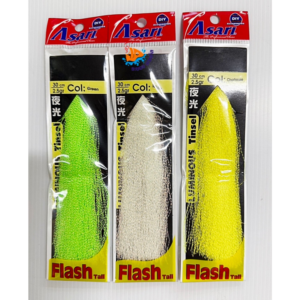 พู่แฟลชเรืองแสง 30 ซม. 2.5 กรัม พันเบ็ด jigging , microjig ช่วยเพิ่มความสนใจของปลา