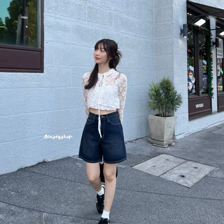Acasey กางเกงยีนส์ผู้หญิง ขาสั้น รุ่น Puffy Short Jeans S-42