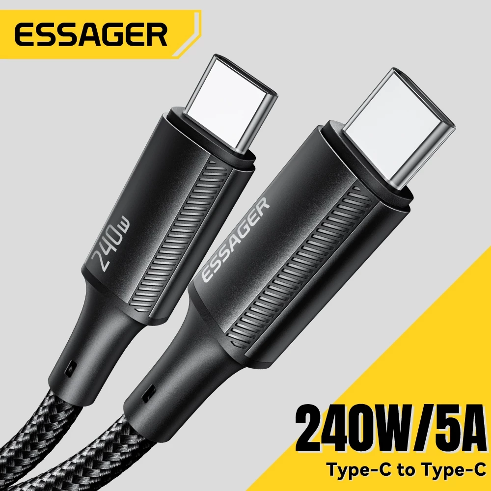Essager C to C 240W 5A สายเคเบิลข้อมูล เหมาะสำหรับอุปกรณ์หลากหลายประเภท