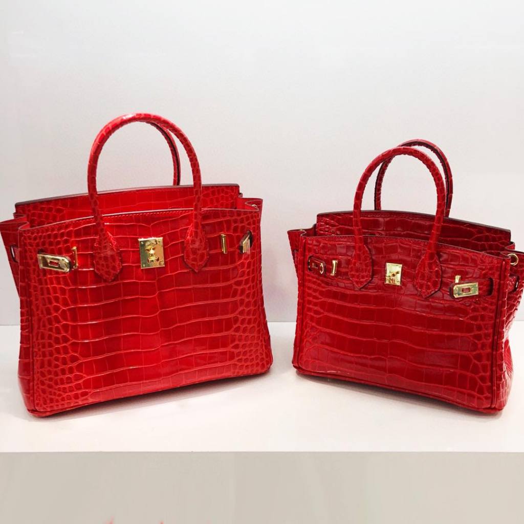 BK 25/30 Croco (10/12นิ้ว) กระเป๋าถือแฟชั่นสะพายข้างผู้หญิง กระเป๋า ฟรีของแถม