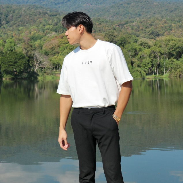 ✨👱🏼‍♂️เสื้อยืดแขนสั้น สกรีน PREM สำหรับผู้ชาย ผ้าคอตตอน นุ่ม สบาย ยืดได้เย้อะ ทรง Over size ขนาด FREE SIZE #308-1👱🏼‍♂️✨