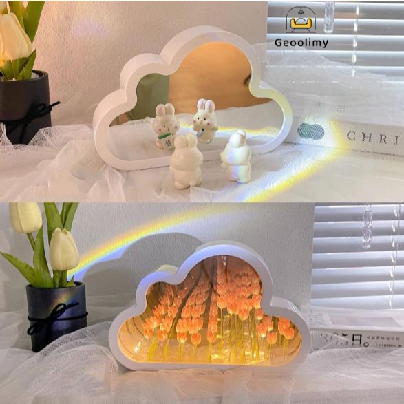 ดอกทิวลิปโคมไฟLed DIY โคมไฟตั้งโต๊ะ รูปดอกทิวลิป เมฆ  ไฟข้างเตียง ของตกแต่งห้อง ตกแต่งบ้าน ✨Geoo